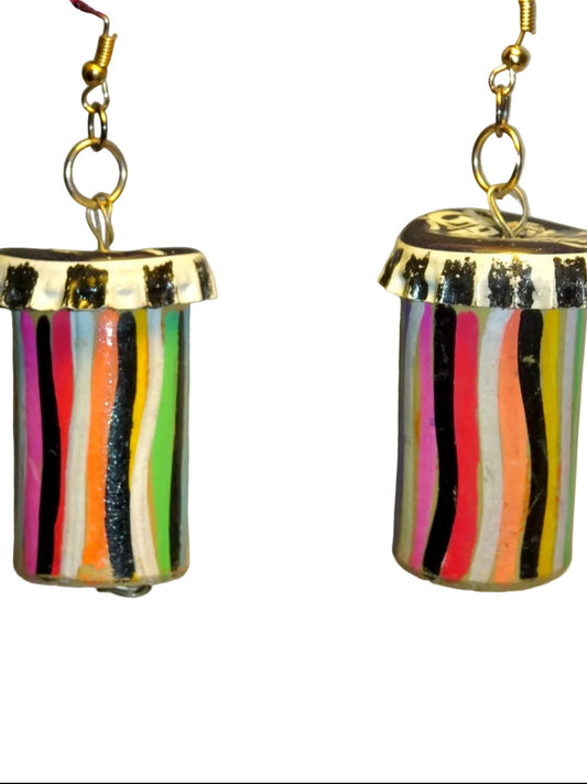 RECYCLED RAINBOW SHROOM EARRINGS