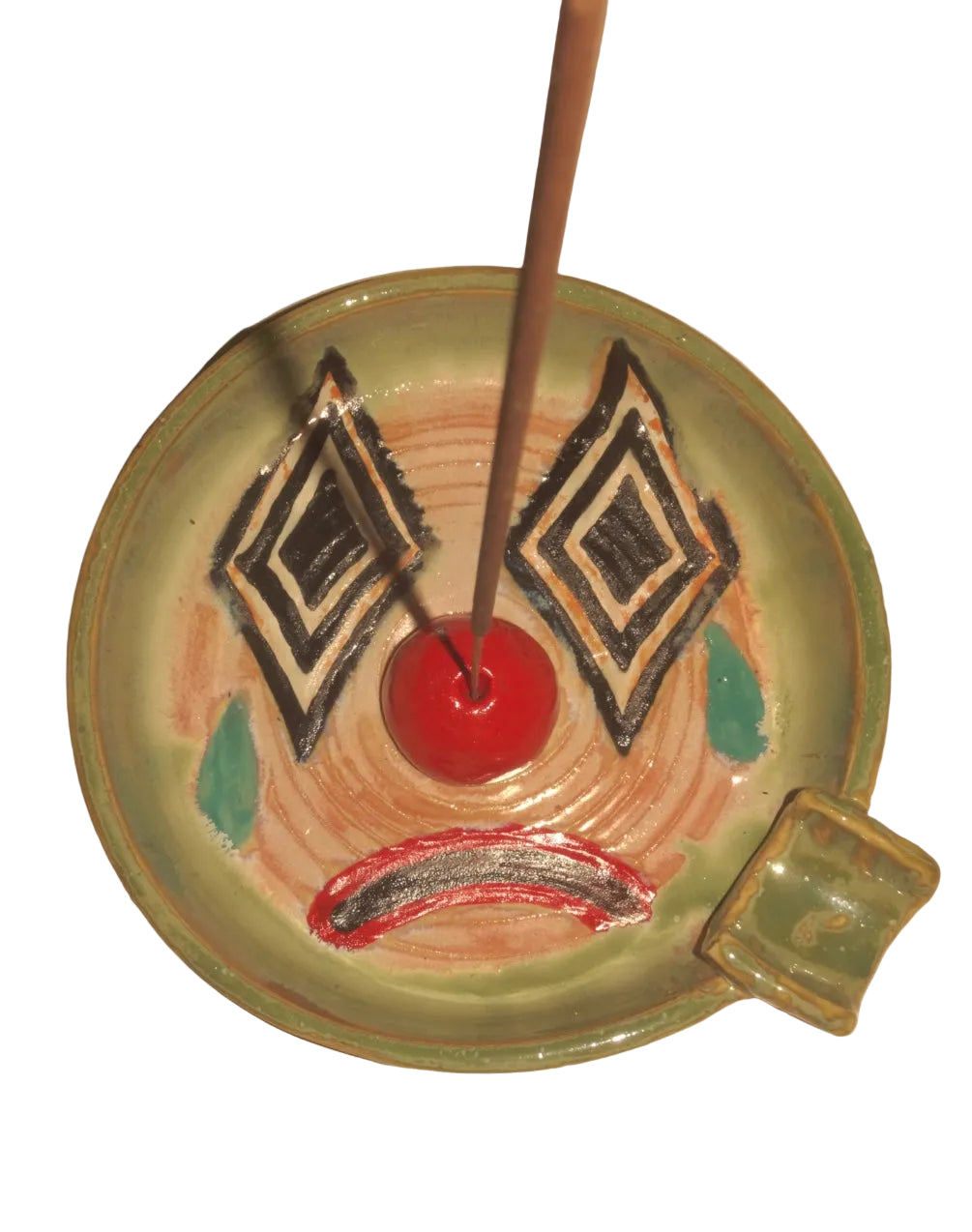 GREEN AND PINK CLOWN INCENSE AND ASHTRAY